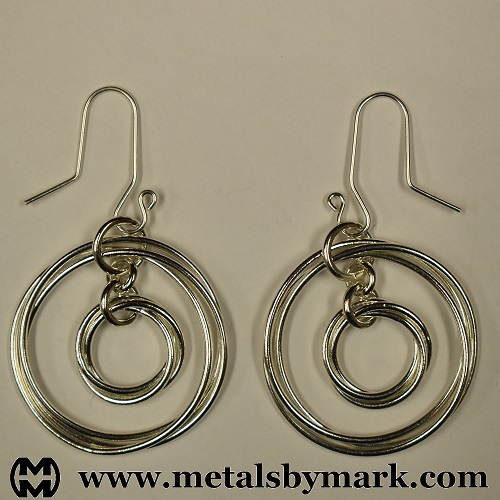 Interlocked 3-ring double chainmaille chainmail earrings