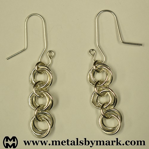 Interlocked 3-ring triple chainmaille chainmail earrings