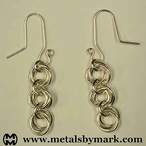 Interlocked 3-ring triple chainmaille chainmail earrings