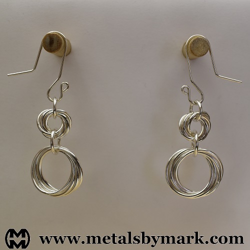 Interlocked 5-ring double chainmaille chainmail earrings