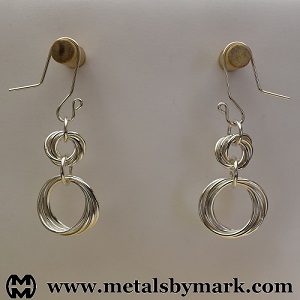 Interlocked 5-ring double chainmaille chainmail earrings
