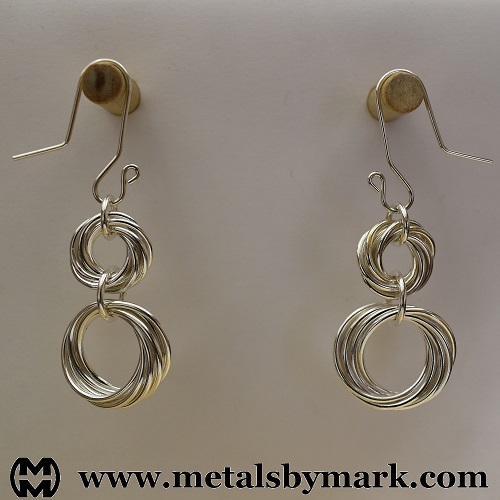 Interlocked 7-ring double chainmaille chainmail earrings